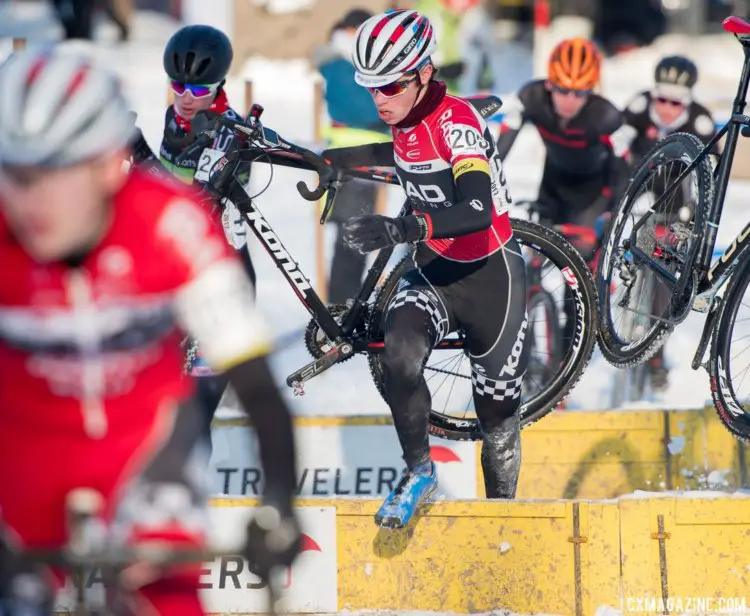 Calder Wood racing to 5th at the 2017 Cyclocross National Championships. © A. Yee / Cyclocross Magazine