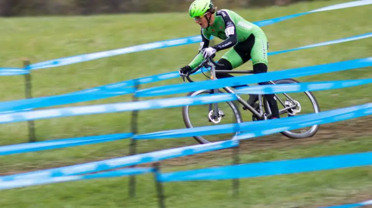 Gage Hecht rode to an impressive second by following Stephen Hyde's wheel. Elite Men, 2017 Cincinnati Cyclocross, Day 2, Harbin Park. © Cyclocross Magazine