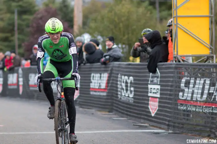 Gage Hecht said he was ecstatic with his second-place finish. 2017 Cincinnati Cyclocross, Day 2, Harbin Park. © Cyclocross Magazine