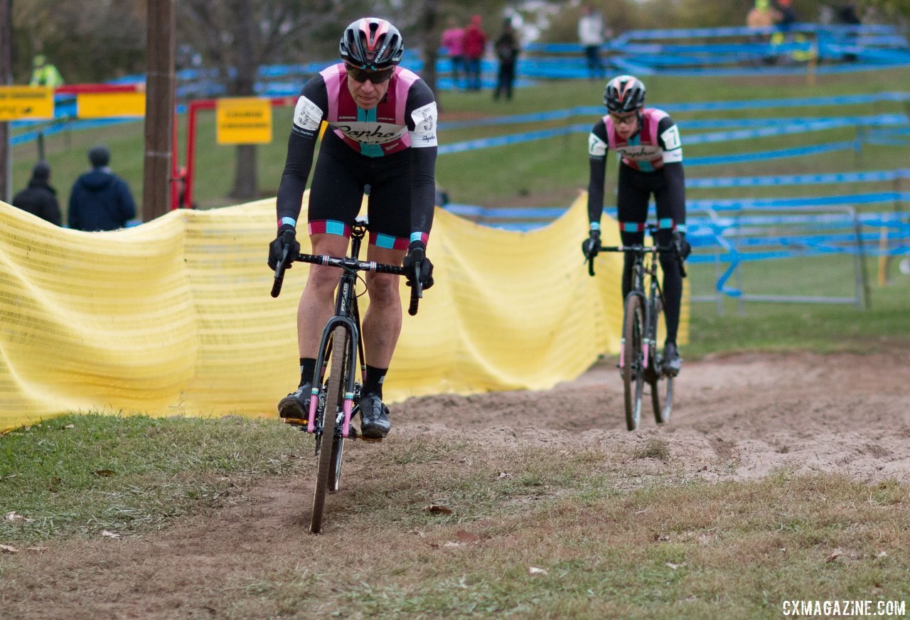 Powers helped mentor Spencer Petrov with Aspire Racing last year. Elite Men, 2017 Cincinnati Cyclocross, Day 2, Harbin Park. © Cyclocross Magazine