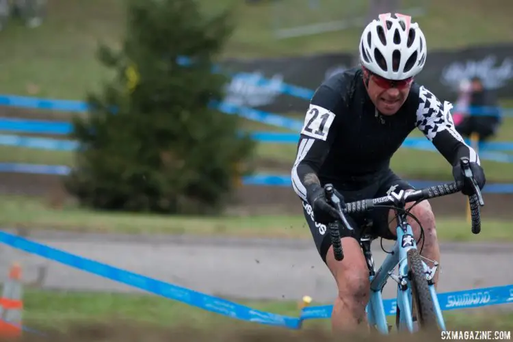 Jonathan Page rode features others had to ran, but the effort and toll of his other jobs caught up to him on the last lap. 2017 Cincinnati Cyclocross, Elite Men, Day 1. © Cyclocross Magazine