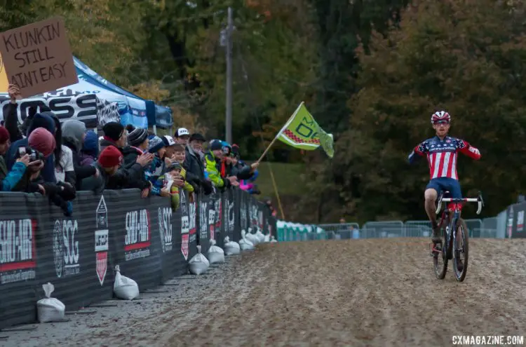 Hyde does the jersey proud. 2017 Cincinnati Cyclocross, Elite Men, Day 1. © Cyclocross Magazine