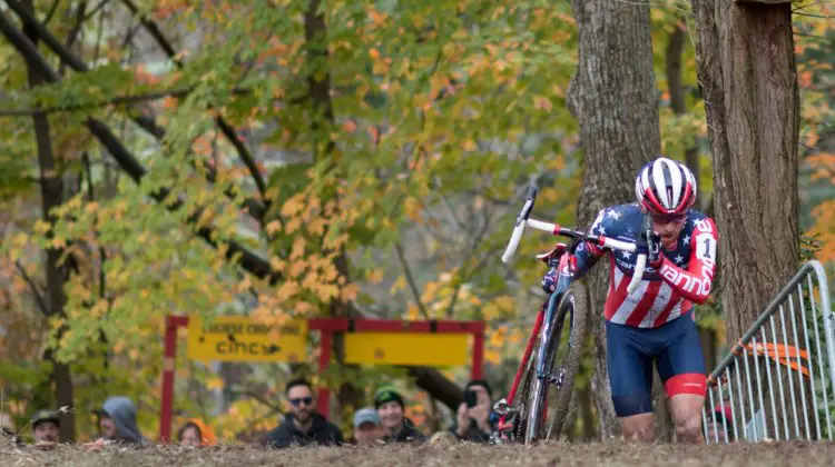 Hyde took a giant step towards a possible US Cup-CX victory and payday. 2017 Cincinnati Cyclocross, Day 1. © Cyclocross Magazine
