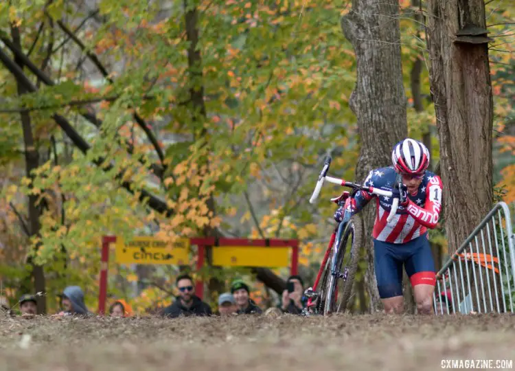 Hyde took a giant step towards a possible US Cup-CX victory and payday. 2017 Cincinnati Cyclocross, Day 1. © Cyclocross Magazine