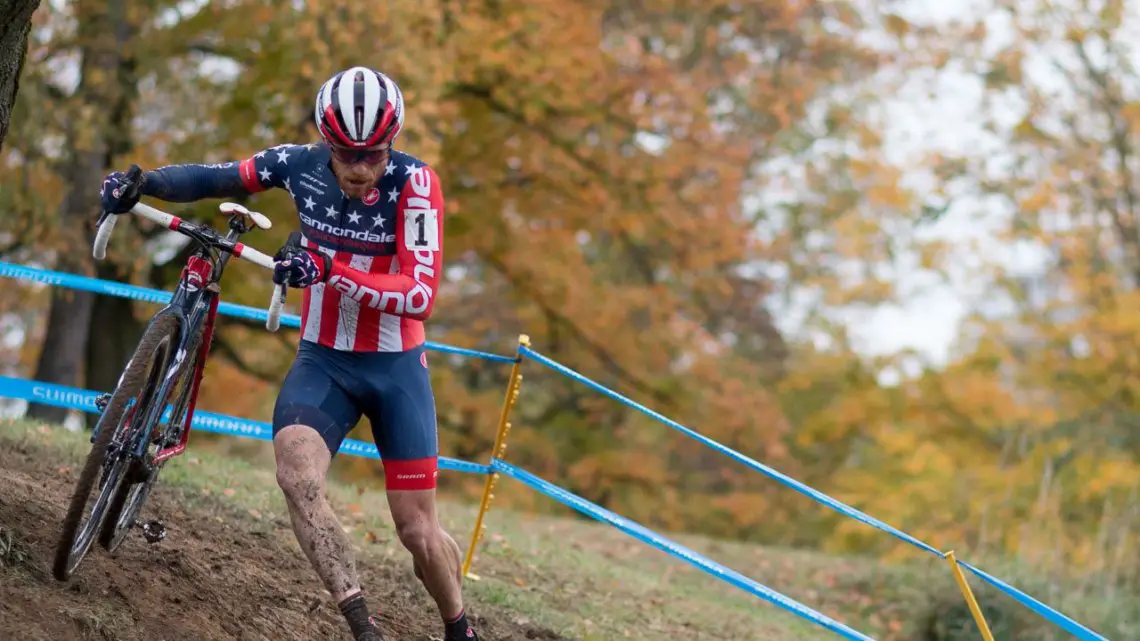 Stephen Hyde ran away to a commanding victory on a course he calls the best in the U.S. 2017 Cincinnati Cyclocross, Day 1. © Cyclocross Magazine