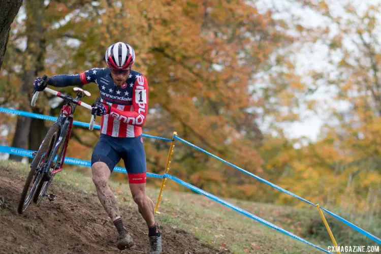 Stephen Hyde ran away to a commanding victory on a course he calls the best in the U.S. 2017 Cincinnati Cyclocross, Day 1. © Cyclocross Magazine