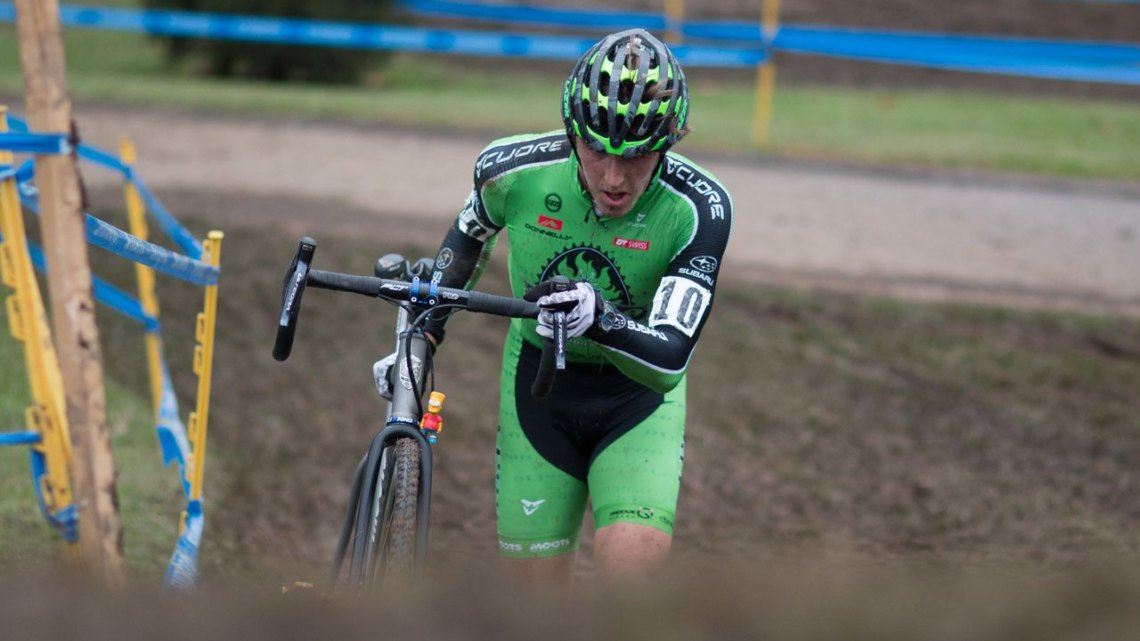 Gage Hecht had a strong start and finished fourth, second U23. 2017 Cincinnati Cyclocross, Day 1. © Cyclocross Magazine