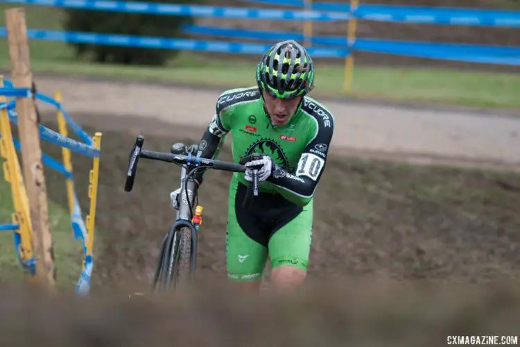 Gage Hecht had a strong start and finished fourth, second U23. 2017 Cincinnati Cyclocross, Day 1. © Cyclocross Magazine