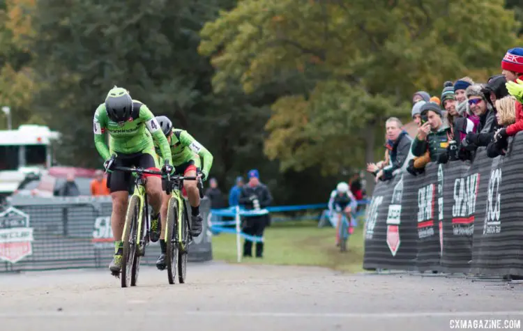 Emma White and Kaitie Keough finished second and third on Sunday. Elite Women, 2017 Cincinnati Cyclocross, Day 2, Harbin Park. © Cyclocross Magazine