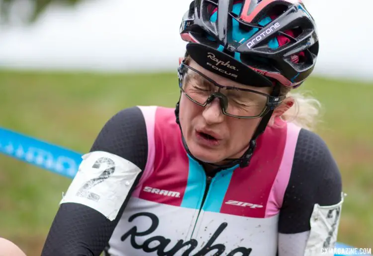 Ellen Noble was exhausted, but happy after winning Sunday's race. Elite Women, 2017 Cincinnati Cyclocross, Day 2, Harbin Park. © Cyclocross Magazine