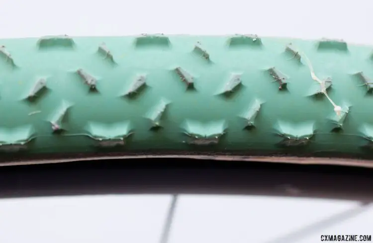 The upcoming FMB Grippo S silica mud tubular is designed for mud, and inspired by the legendary green Michelin Mud clincher tread that Wout van Aert used to win 2017 Worlds. © Cyclocross Magazine