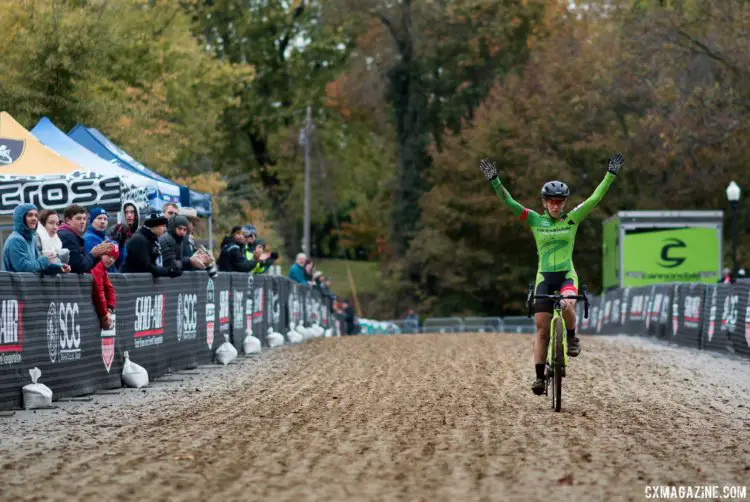 Kaitie Keough continues her impressive season with a UCI C1 win and a commanding lead in the US Cup CX. Elite Women, 2017 Cincinnati Cyclocross, Day 1. © Cyclocross Magazine