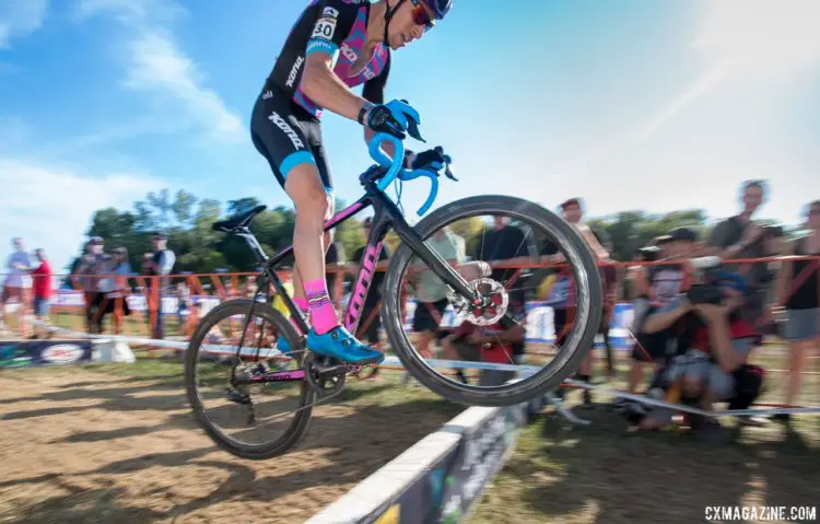 Kerry Werner takes flight on his Kona Super Jake at the 2017 Jingle Cross World Cup. © A. Yee / Cyclocross Magazine