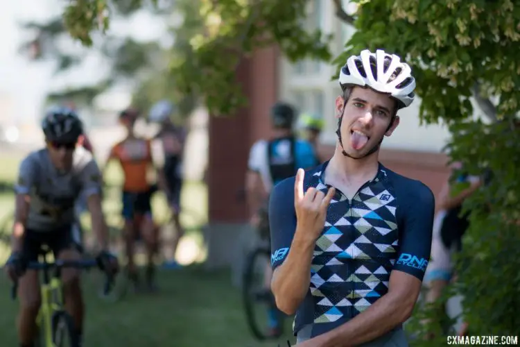 Ben Gomez Villafane keeps the mood light during the heavy load of Montana Cross Camp. © A. Yee / Cyclocross Magazine