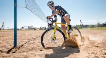 Ben Gomez Villafane powers through the sand during the final day of cyclocross drills. 2017 Montana Cross Camp © Cyclocross Magazine