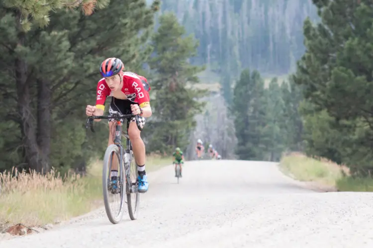 Calder Wood on the final KOM climb. 2017 Montana Cross Camp