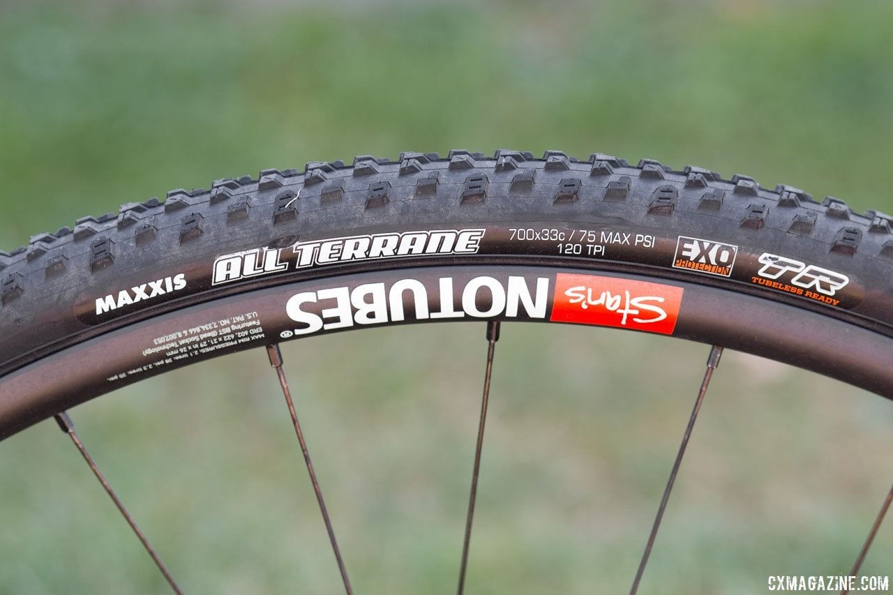 Rebecca Fahringer had success running tubeless tires last year. Rebecca Fahringer's Scott Addict CX with tubeless Maxxis tires. © Cyclocross Magazine