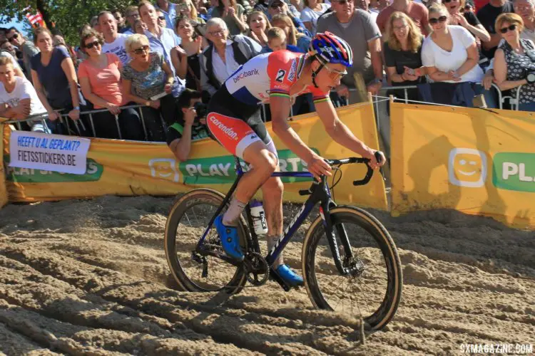 Mathieu van der Poel (Beobank-Corendon) focuses on the task ahead of him. 2017 Superprestige Zonhoven. © B. Hazen / Cyclocross Magazine