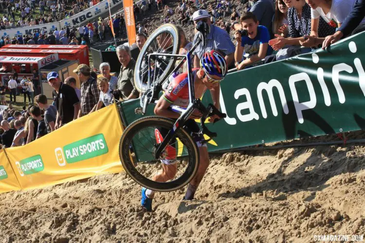 Mathieu van der Poel ran away with the win on Sunday. 2017 Superprestige Zonhoven. © B. Hazen / Cyclocross Magazine