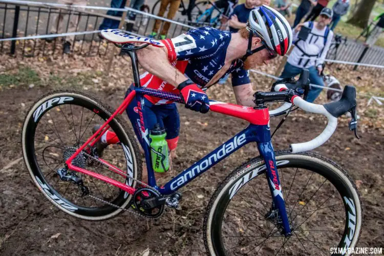 Once he got away solo, Hyde had to balance winning with saving some energy for Sunday's Pan-American Championship. 2017 Derby City Cup. © D. Perker / Cyclocross Magazine