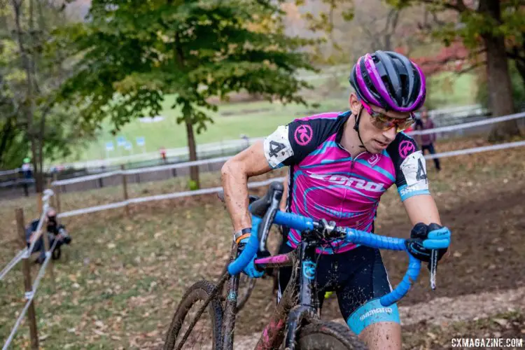 Kerry Werner took third on Saturday after a wheel-to-wheel battle with Tobin Ortenblad. 2017 Derby City Cup. © D. Perker / Cyclocross Magazine