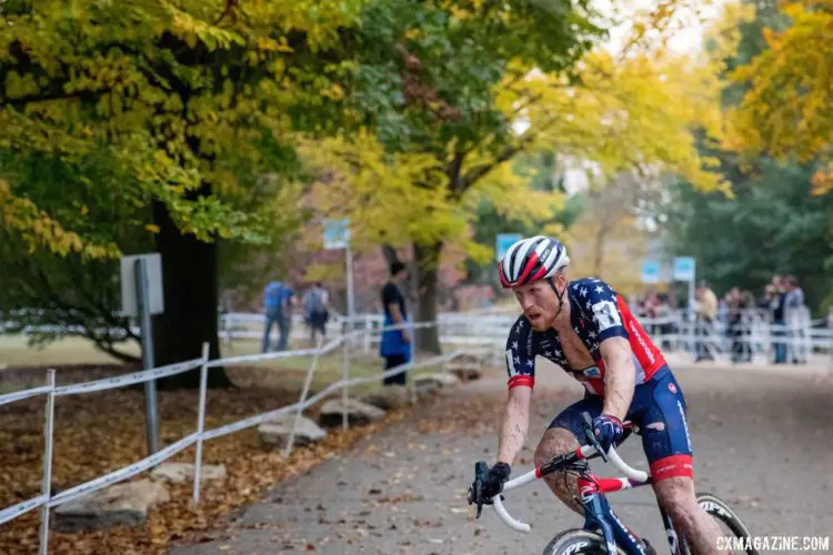 Stephen Hyde got away and rode solo for the second half of Saturday's race. 2017 Derby City Cup. © D. Perker / Cyclocross Magazine