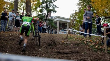 Thie corner after the off-camber became increasingly difficult to ride as the day wore on. 2017 Derby City Cup. © D. Perker / Cyclocross Magazine