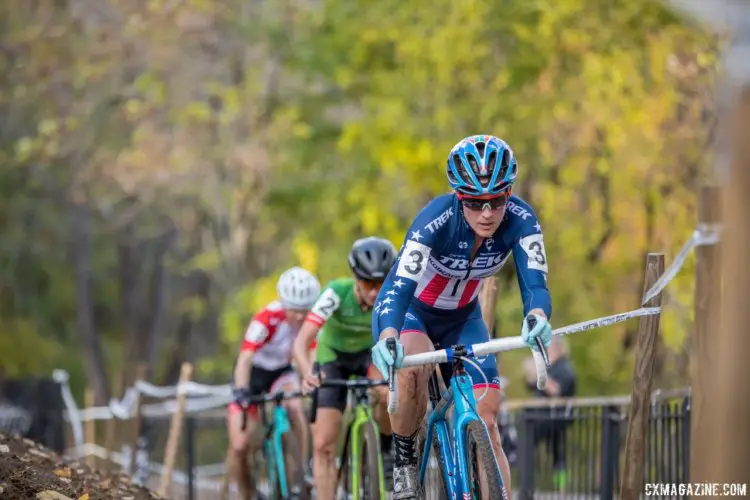 Early on the break was Katie Compton, Kaitie Keough and Christel Ferrier-Bruneau. 2017 Pan-American Championships. © D. Perker / Cyclocross Magazine