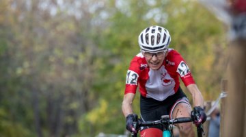 Christel Ferrier-Bruneau finished a strong third in her first race wearing the Canadian National Championship kit. 2017 Pan-American Championships. © D. Perker / Cyclocross Magazine