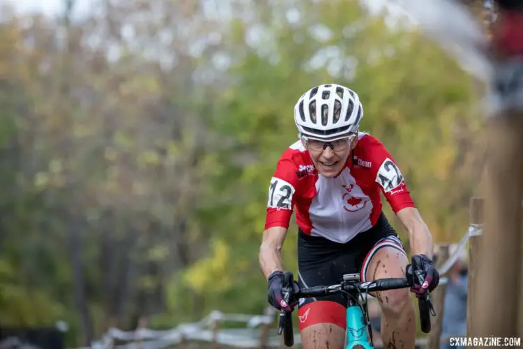 Christel Ferrier-Bruneau finished a strong third in her first race wearing the Canadian National Championship kit. 2017 Pan-American Championships. © D. Perker / Cyclocross Magazine