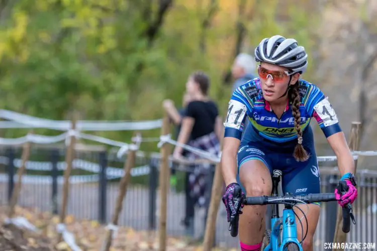 Sofia Gomez-Villafane got off to a fast start on Sunday. 2017 Pan-American Championships. © D. Perker / Cyclocross Magazine