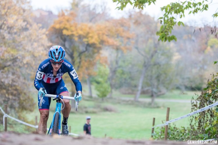 Katie Compton took full advantage of her gap during the third lap. 2017 Pan-American Championships. © D. Perker / Cyclocross Magazine