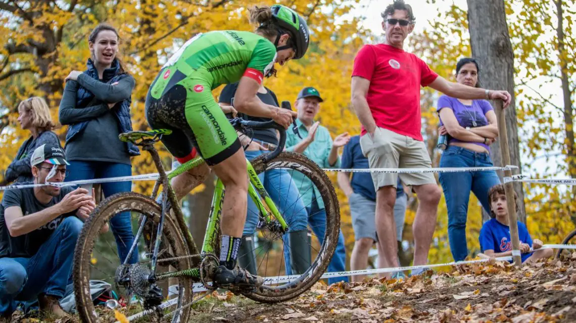 Kaitie Keough works to clear the steep section after the off-camber. 2017 Pan-American Championships. © D. Perker / Cyclocross Magazine