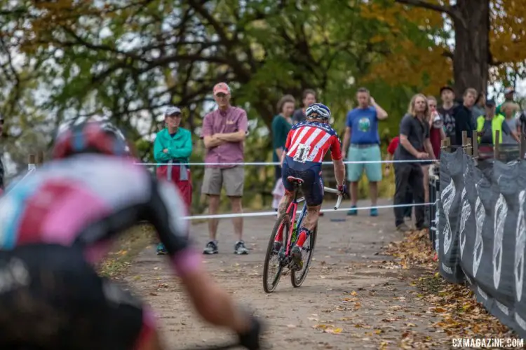 Jeremy Powers closed the gap to Hyde and almost caught him. 2017 Pan-American Championships. © D. Perker / Cyclocross Magazine