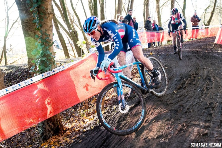 Katie Compton and Ellen Noble spent much of the race at the front. 2017 Flandriencross. © J. Curtes / Cyclocross Magazine
