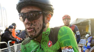 Kaitie Keough picked up some mud on Saturday. 2017 World Cup Zeven. © B. Hazen / Cyclocross Magazine