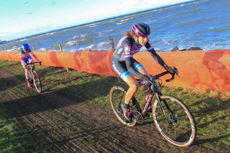 Helen Wyman did not necessarily enjoy the cold and wind in Bogense. 2017 Bogense, Denmark World Cup. © B. Hazen / Cyclocross Magazine