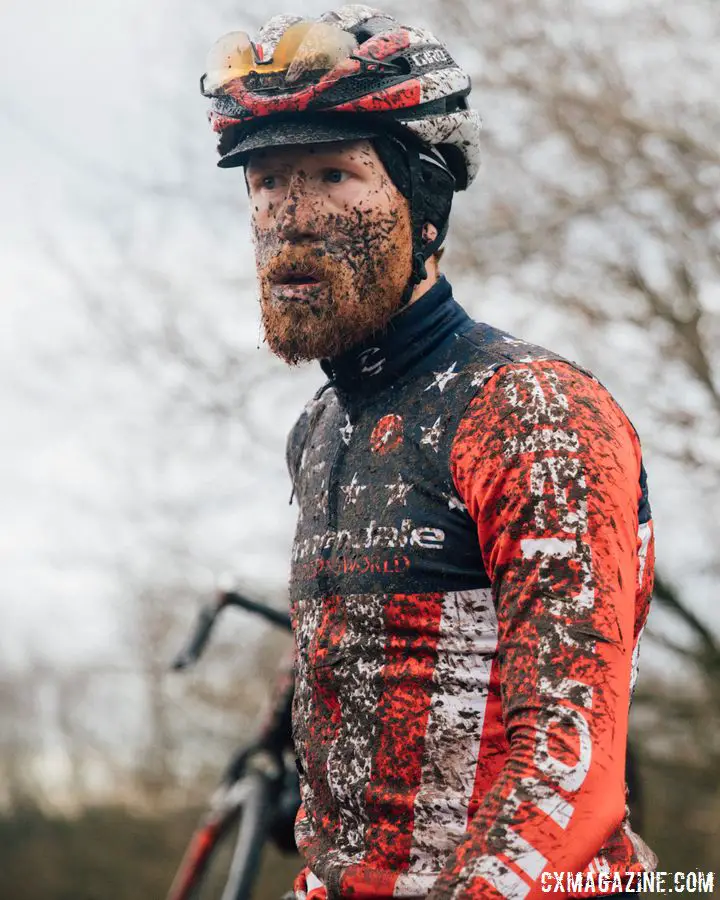 Stephen Hyde got his money's worth from the mud on Friday. 2017 World Cup Zeven Course Inspection. © J. Curtes / Cyclocross Magazine