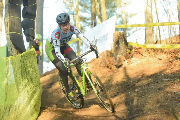 Emma White drops down a descent on Sunday. 2017 Northampton International Day 2. © Chris McIntosh