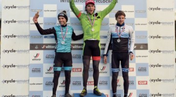 Men's podium: Curtis White, Justin Lindine and Jack Kisseberth. 2017 Northampton International Day 2. © Chris McIntosh