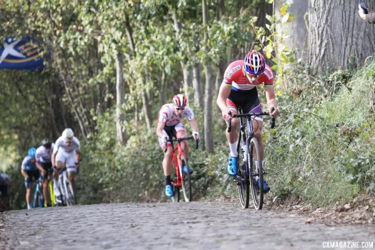 Mathieu van der Poel attacked early but was unable to get away. 2017 Men's Koppenbergcross. © B. Hazen / Cyclocross Magazine