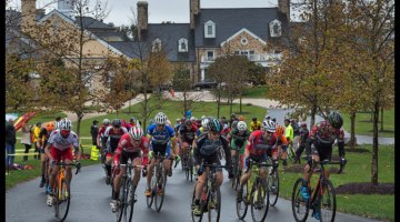 A rainy and muddy Tacchino Cyclocross bicycle race held on the grounds of Salamander Resort in Middleburg Virginia. Master Men's field starts their race and heads up the main drive at the resort. photo: Douglas Graham/Loudoun Now