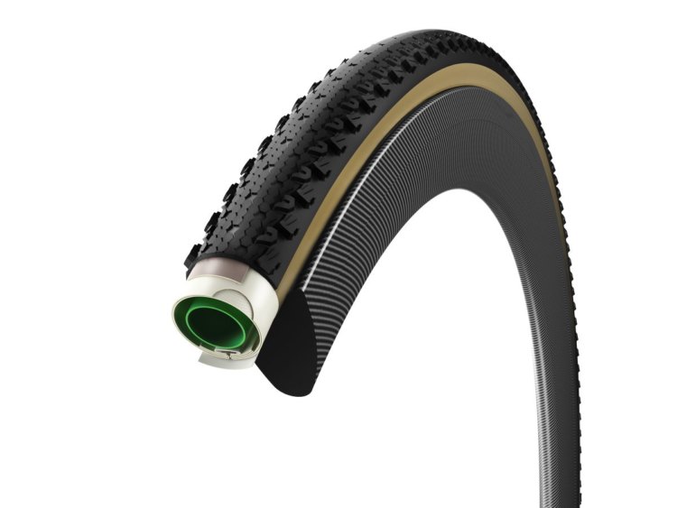 The Vittoria Dry cyclocross tire has three levels of treads. 