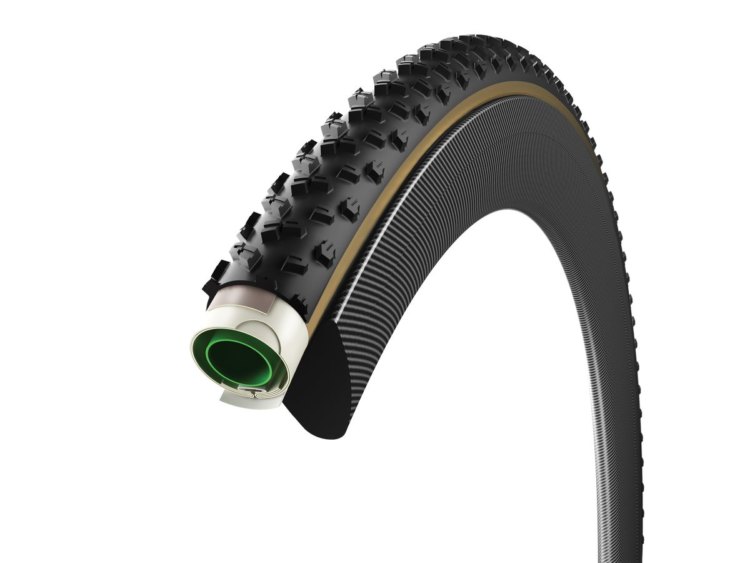 The Vittoria Terreno Wet features an offset center tread and a healthy amount of space for clearing mud.