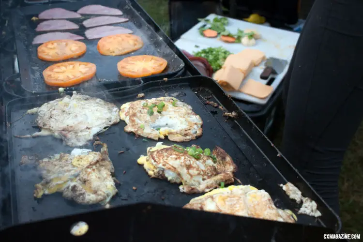 A camp chef was brought along to cook breakfast every morning on the Asheville Ramble Ride. © Cyclocross Magazine