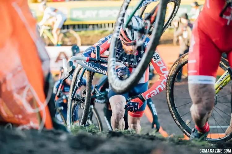 Stephen Hyde battled back to take 31st after a mechanical at the start. 2017 Bogense UCI Cyclocross World Cup. © J. Curtes / Cyclocross Magazine