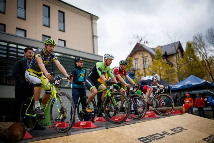 The Cyclocross Eliminator in Germany featured a BMX-style start. At B.R.A.A.P., riders will do BMX on BMX bikes. 2017 Cyclocross Eliminator, Reichenbach, Germany. © Vogtland Bike e.V..