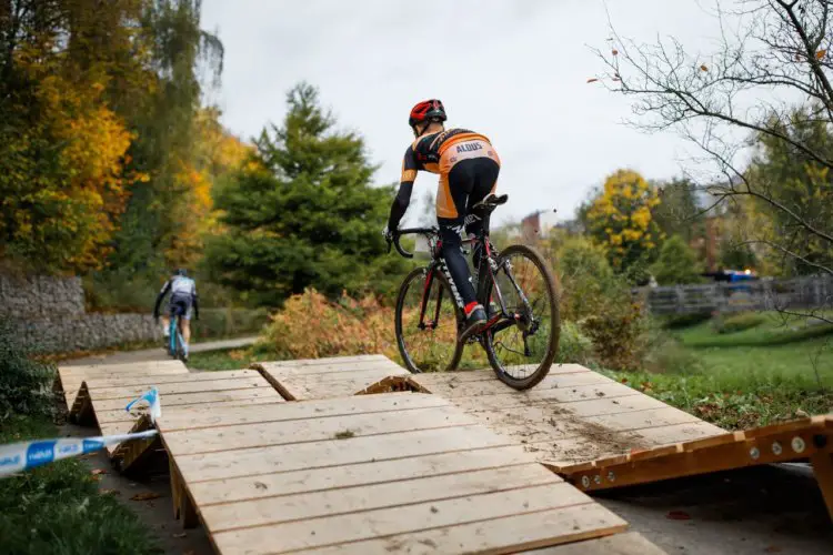 Organizers were happy the day featured mostly ups and not many downs. 2017 Cyclocross Eliminator, Reichenbach, Germany. © Vogtland Bike e.V.