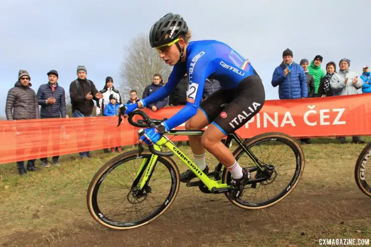 Alice Arzuffi beat out Annemarie Worst to take third. 2017 European Championships, Tabor. © B. Hazen / Cyclocross Magazine
