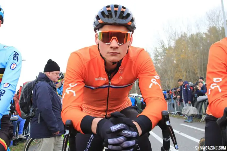 Mathieu van der Poel gets ready for his race. 2017 European Championships, Tabor. © B. Hazen / Cyclocross Magazine